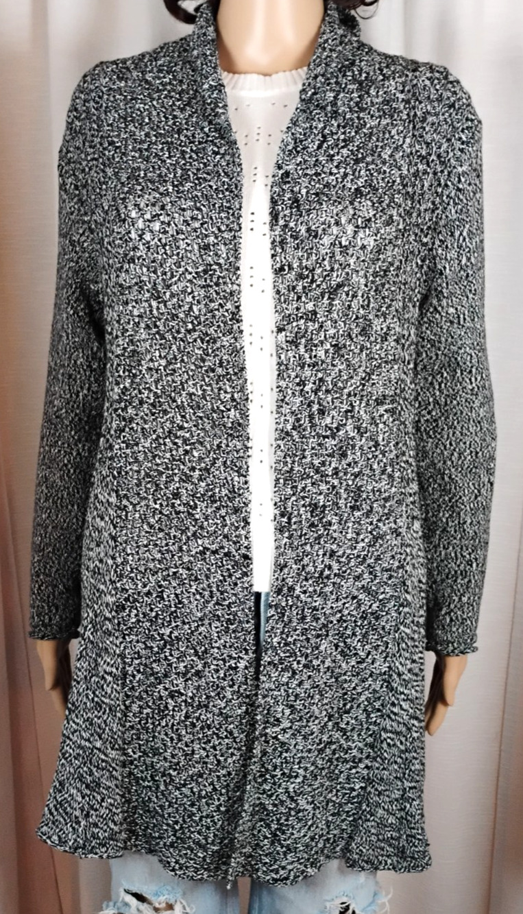 NY Collection Lagenlook Duster Cardigan Open Knit Longline Womens S